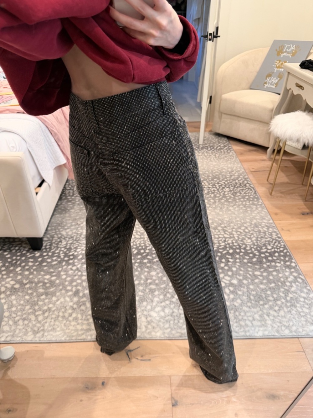 Viral Zara Rhinestone Black Jeans - Picture 3 of 6